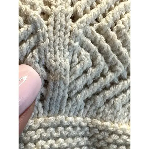 Zara Ivory Open Knit Crop Sweater W. Long Sleeves Size M - Picture 5 of 7